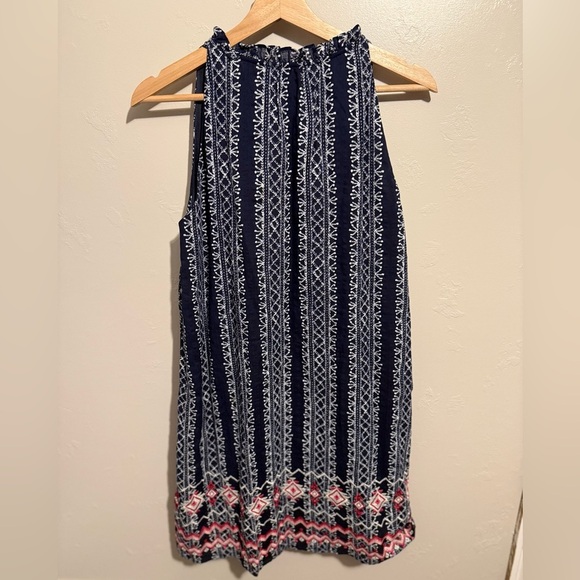 Anthropologie THML Navy, Red & White Embroidered Swing Dress Tassel Accents Med - Picture 14 of 14